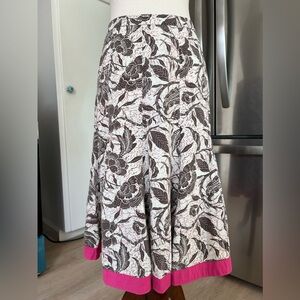 Old Navy 100% Cotton Botanical Floral Print Pleated Lightweight Midi Skirt